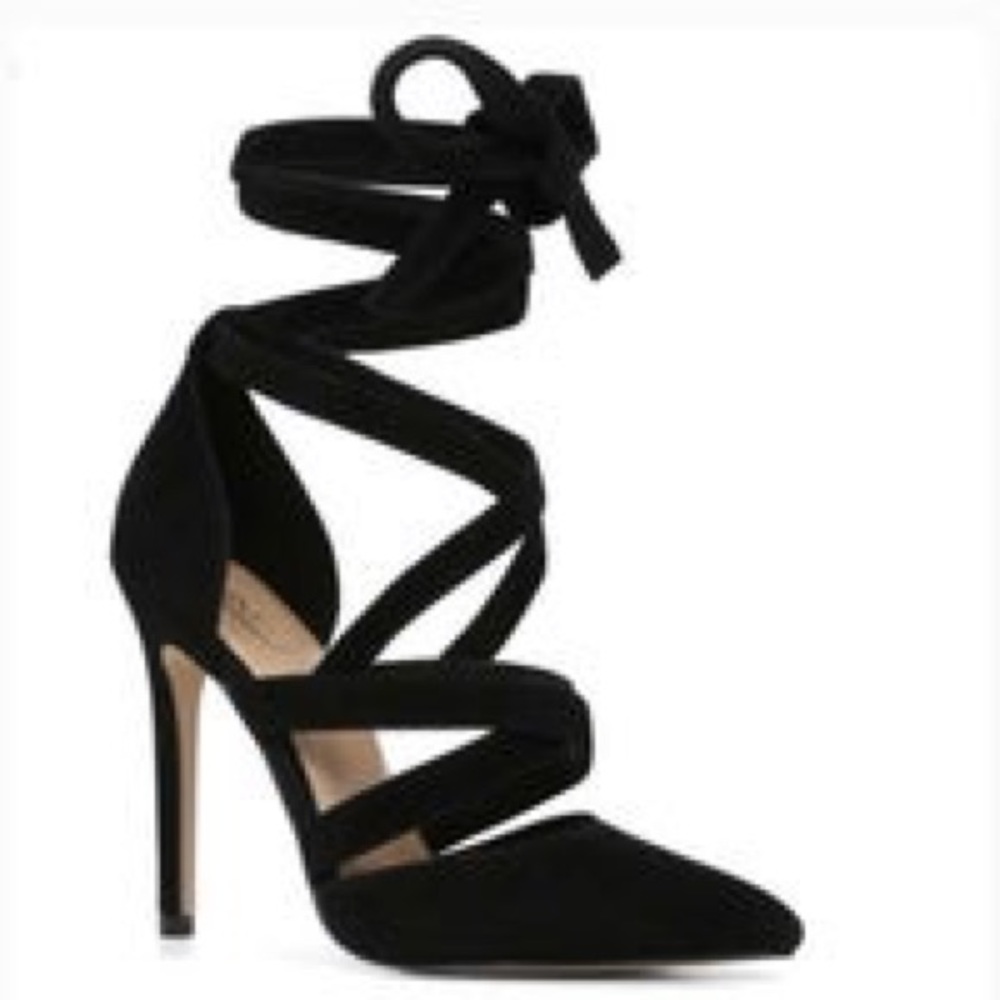 Aldo Black Strappy Heels Shoes